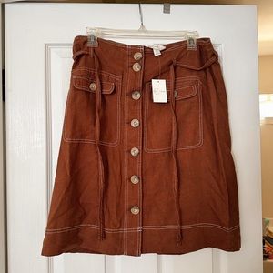 Brown button down skirt